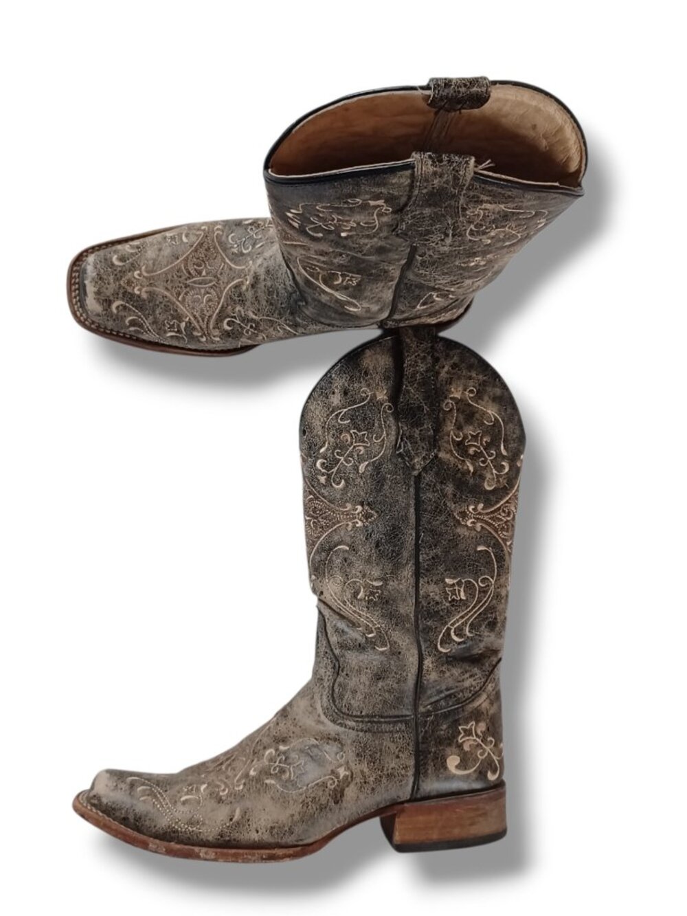 Corral Circle G Womens Boots Crackle Leather Cowboy Western L 5078 Black Size 11